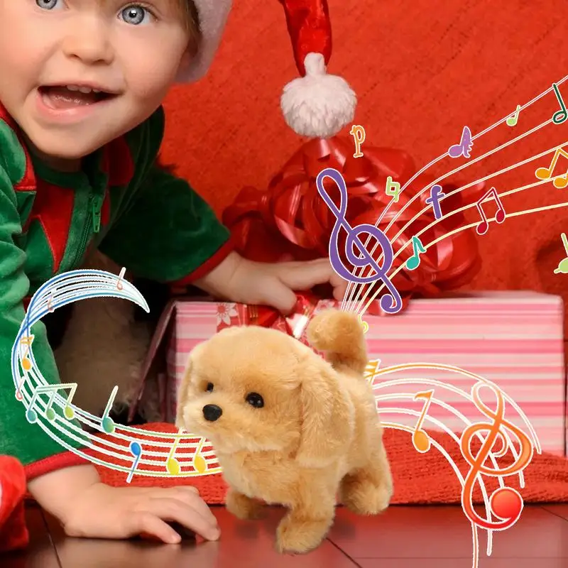 Giocattolo per cani in movimento per bambini che camminano Cane elettronico Giocattolo da passeggio animato interattivo Giocattolo per cuccioli di peluche Caratteristiche che camminano la coda di abbaiare