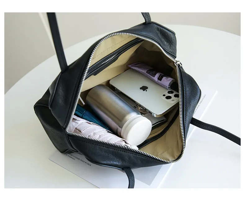 Lässige Designer-Handtasche aus weichem, echtem Leder, Damen-Umhängetasche, modisch, schlicht, luxuriös, aus echtem Rindsleder, Damen-Unterarmtasche – Detail 4