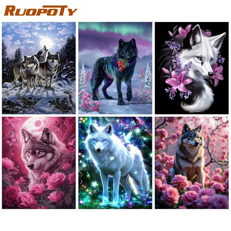 

RUOPOTY Wolf Diamond Painting Handicraft Art Diy Gift Animal Full Round/Square Abstract Arts And Crafts Diy Crafts