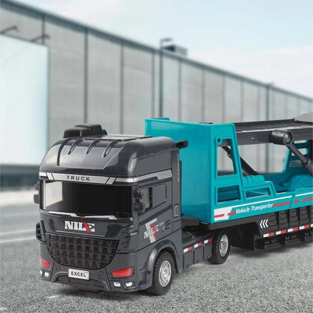 Modelo de remolque de aleación a escala 1:64, junta móvil de Metal fundido a presión, Mini camión contenedor, valla deslizante, coche de juguete, regalo de cumpleaños