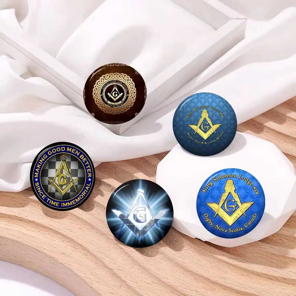 M-Masonic L-Lodge F-FreemasonryS Logo Creative Tinplate Soft Button Pins Animal Icon Brooch Lapel Backpack Badge Accessories Pin
