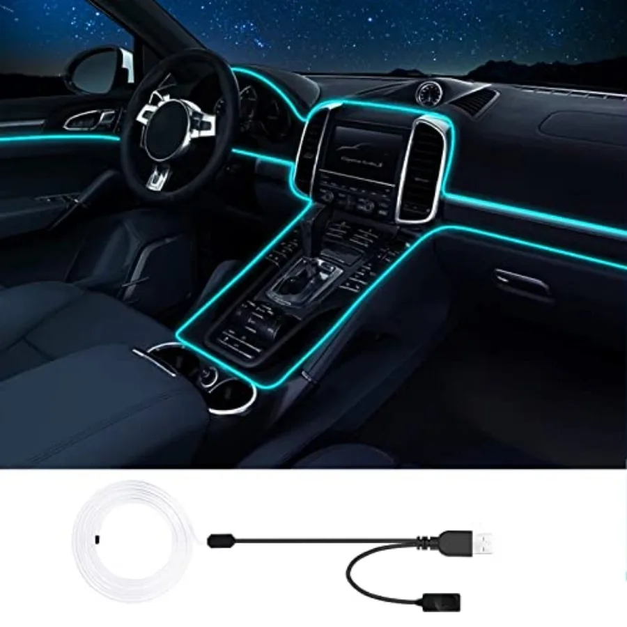 

terior Car LED Strip Lights, RGB USB Car Ambient Lightg, Car Accessories Fiber Optifc Lights Sync to Music es
