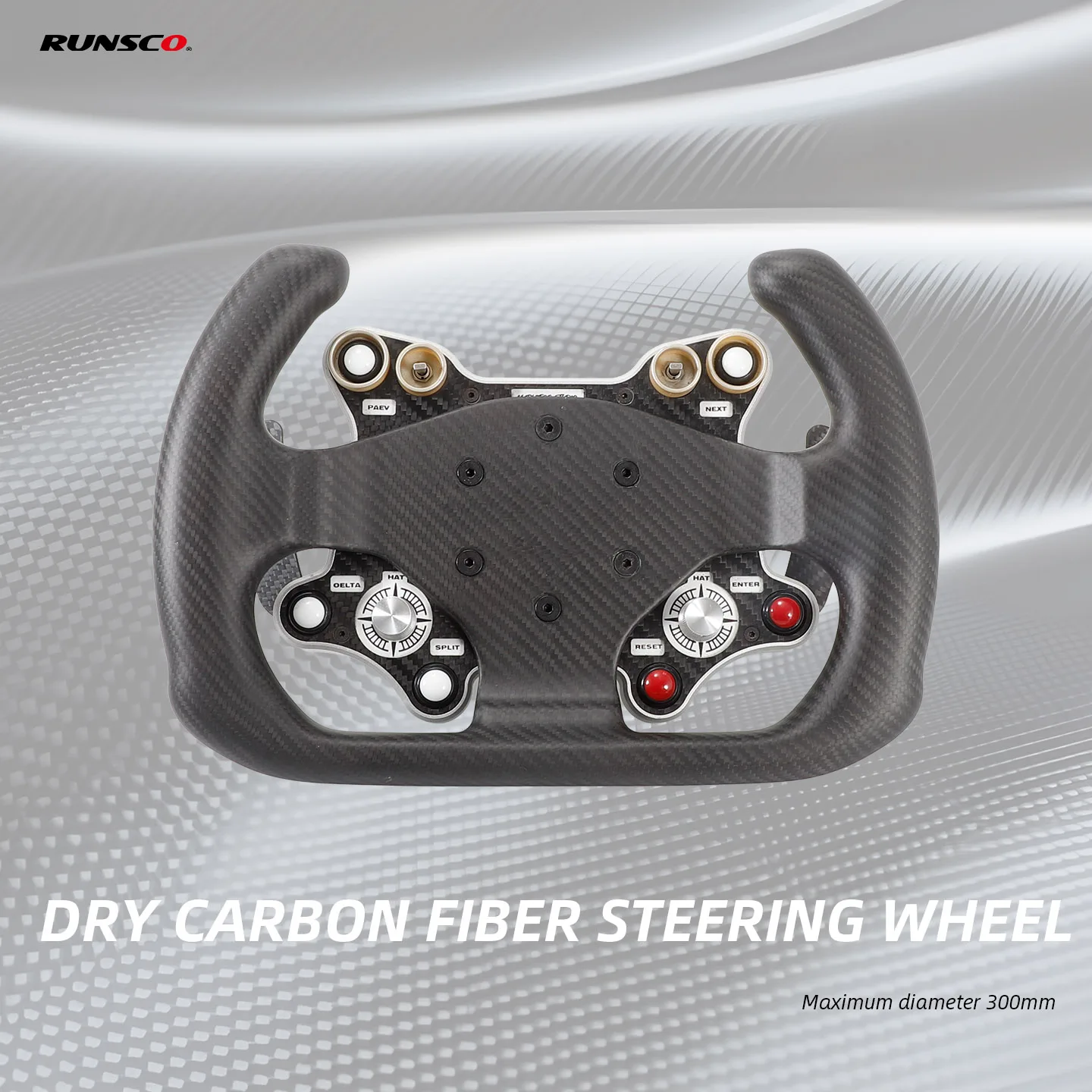 Dry Carbon Fiber Steering Wheel GT 300mm Open Lightweight Simulator Control Wheel Body RUNSCO CODE R300