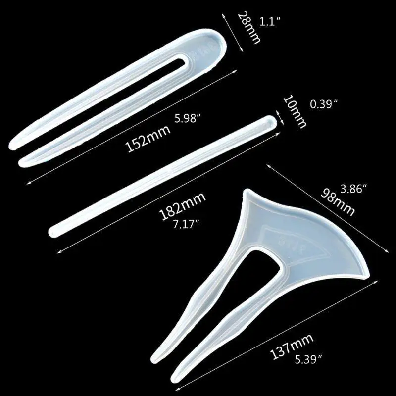 A52E 3Pcs Haarspange Haar Clip Silikon Epoxy Harz Form Haar Pin Schmuck Casting Mould – Detail 6