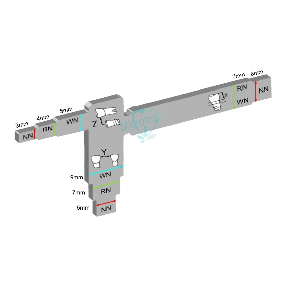 

1pcs Dental Implant Measuring Ruler for Interdental Distance Implant Locating Cliper T Shape Measuring Gauge