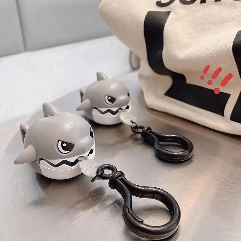 Pull String Snapping Shark Keychain With Interactive Bite: Feature Cute Cartoon Backpack Decor Kids Teen