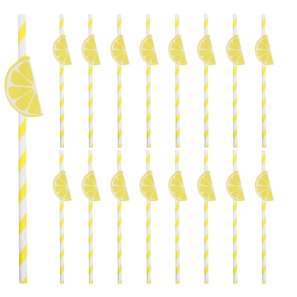 

40Pcs Lemon Paper Straws Cute Party Decorations Birthday Summer Cocktails Milkshakes Drinking Straws Straw Summer Straw