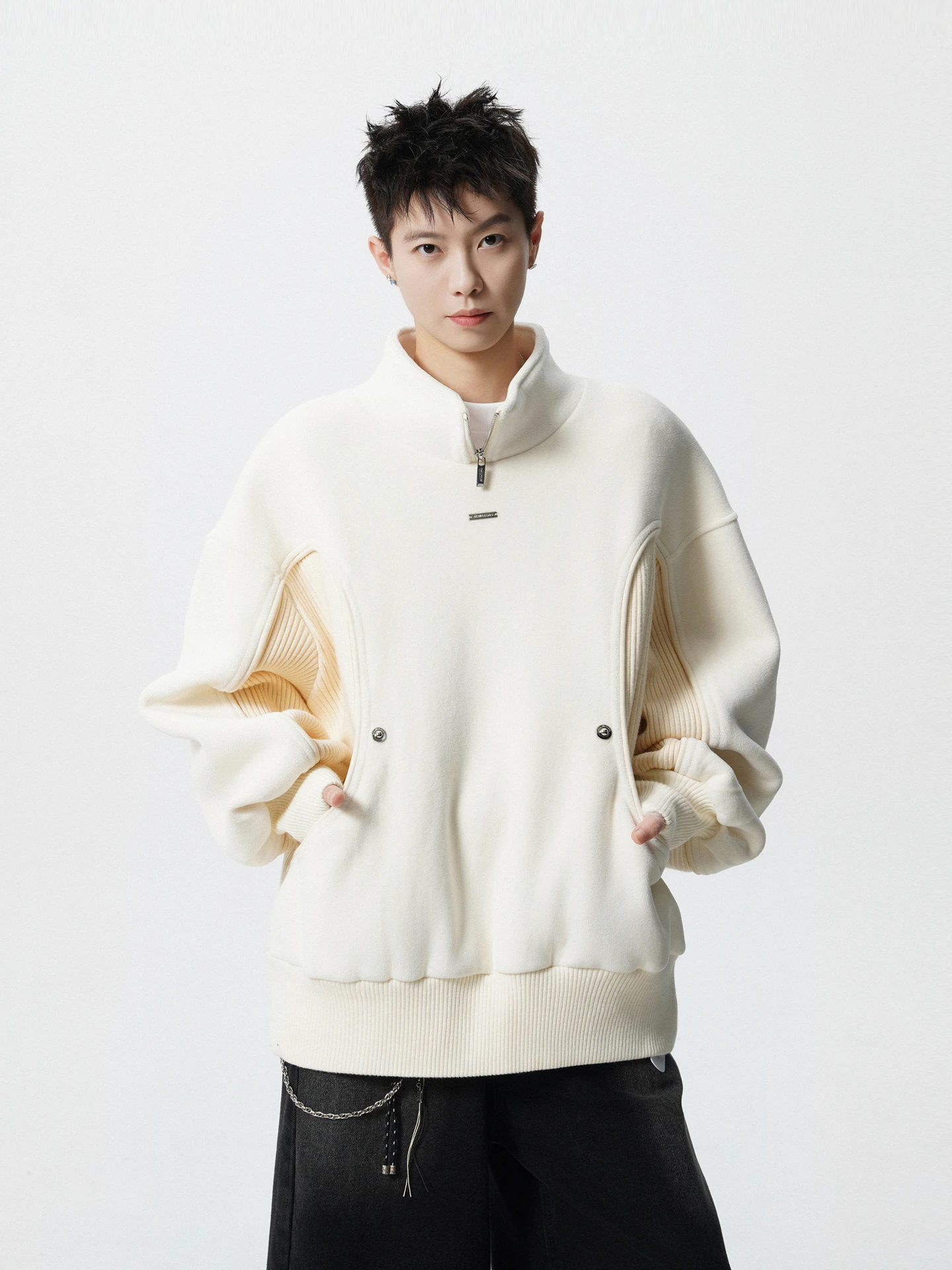 

Loose ex Autumnal Hoodie with Stand Collar in Heavyweight Color Blo Design American Trendy Brand Suitable for Couples