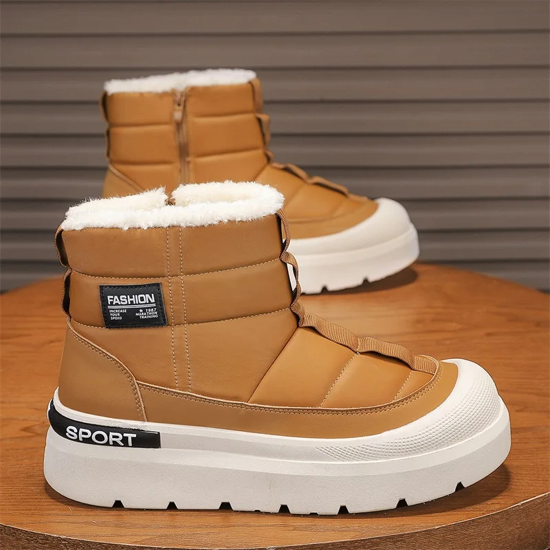 Men's Winter Warm 5CM Snow Boots Waterproof Anti-slip Cotton Anti-Collision Padded Thickened Platform Ankle Boots