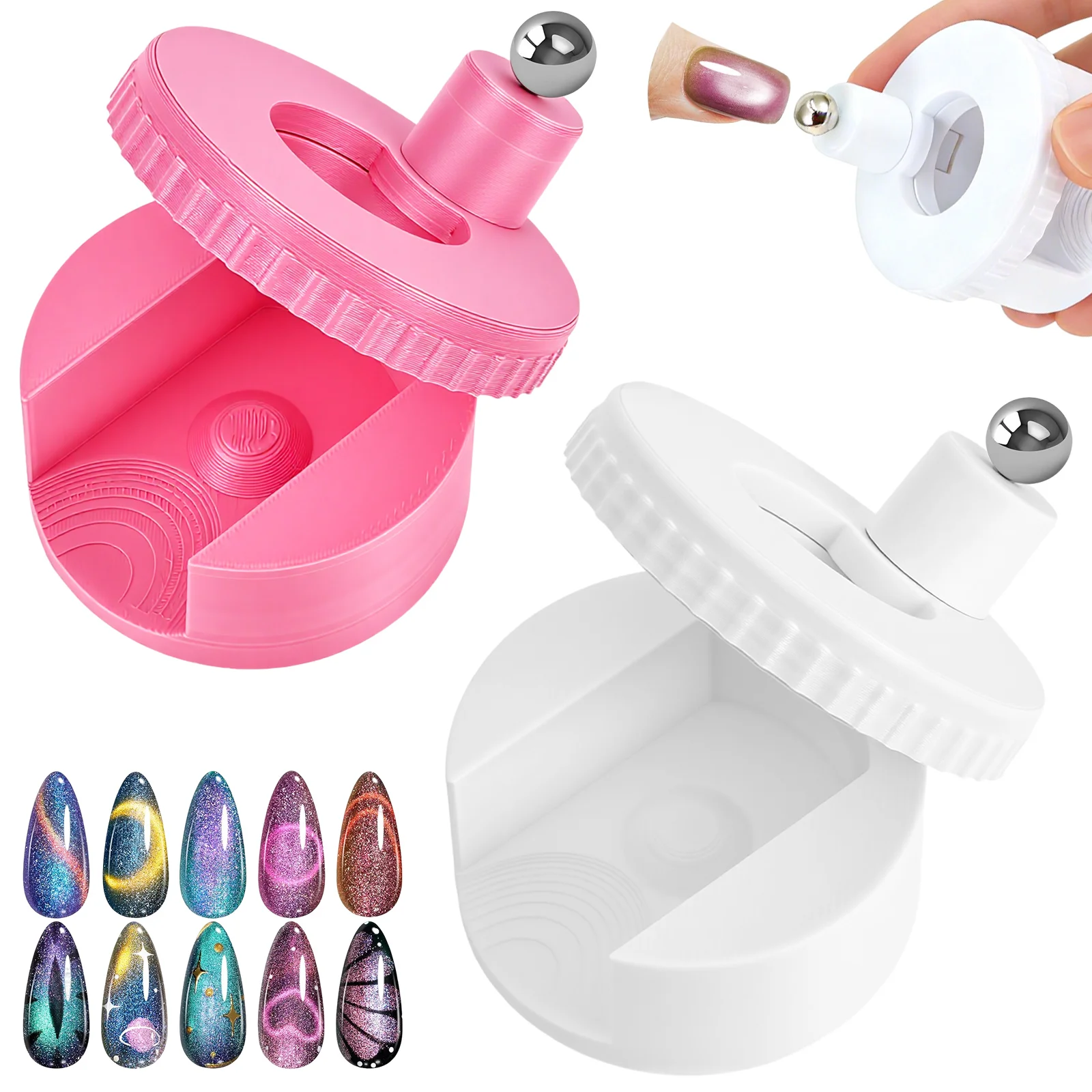 

2 шт. вращающиеся магниты для ногтей с эффектом кошачьего глаза, стеклянные бусины, глянцевый эффект кошачьего глаза, стабильные вращающиеся магниты для дизайна ногтей