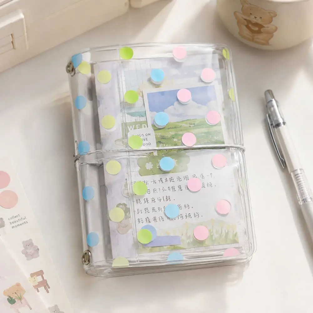 Polka Dot Print Passport Holder Elastic Band Design Clear TN Notebook Cover Transparent Portable Passport Protector Case Travel