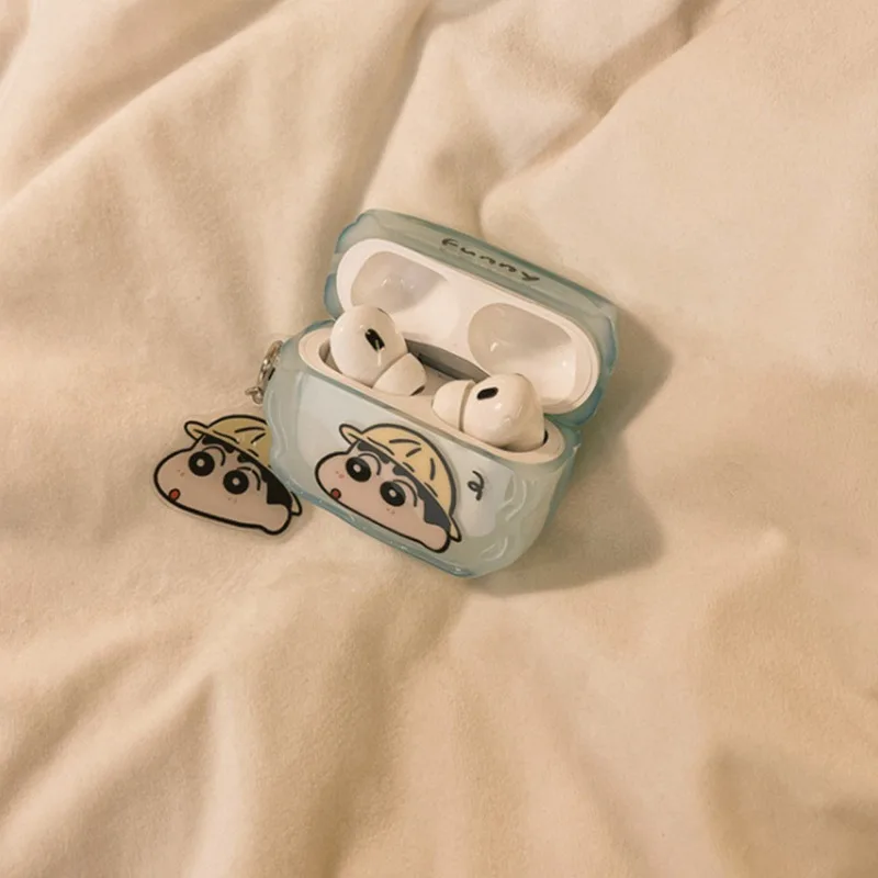 

New Kawaii Shinchan Series Cute Bluetooth Earphone Case Cartoon Character Creativity Printing Protective Case Pendant Gift