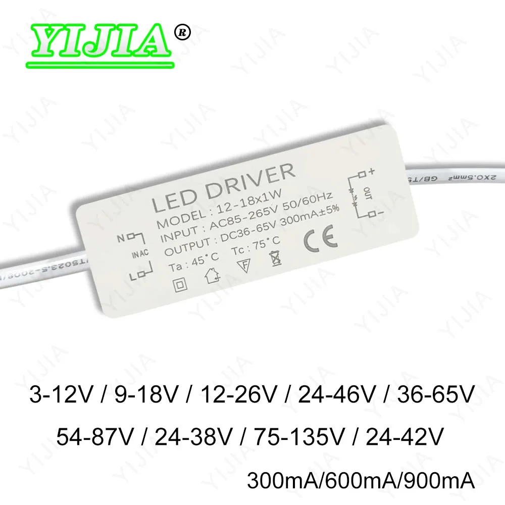 LED Driver 300mA 1-3W 4-7W 8-12W 18W 20W 18-25W 25-36W LED Constant Current Driver Power Unit Supply For Driver LED Transformer