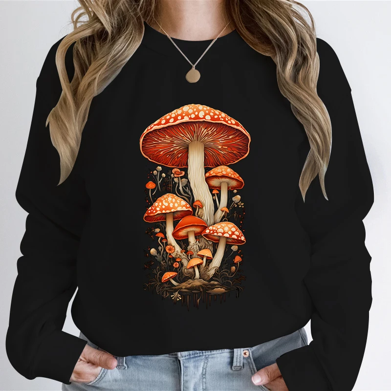 

Retro Mushroom Graphic Sweatshirt Women Watercolor Mushroom Crew Neck Pullover Fashion Brand Nature Mushroom Lover Gifts Hoodie