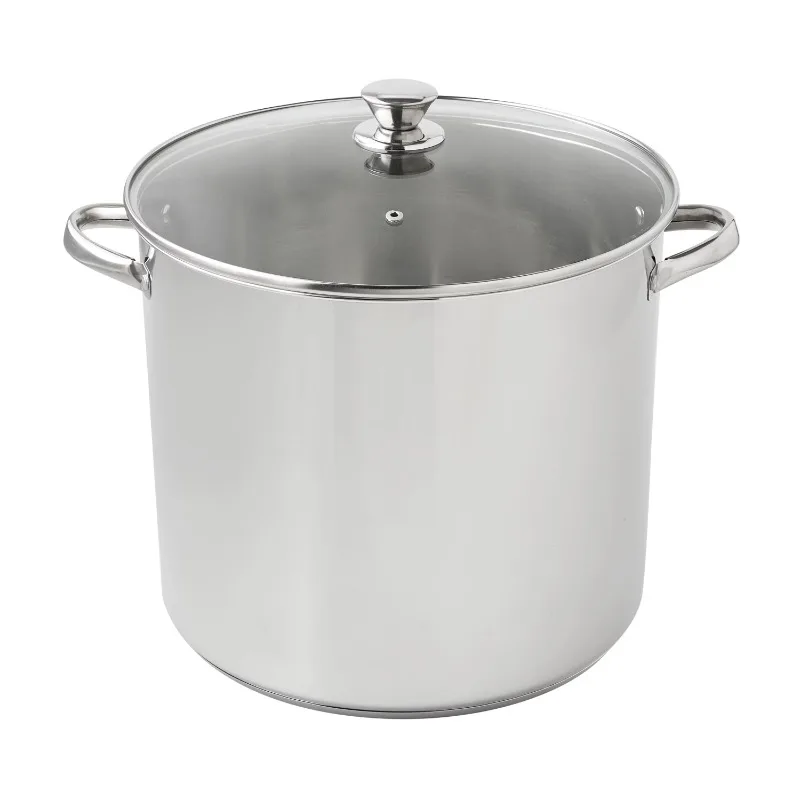 Mainstays Stainless Steel 20-Quart Stock Pot with Glass Lid