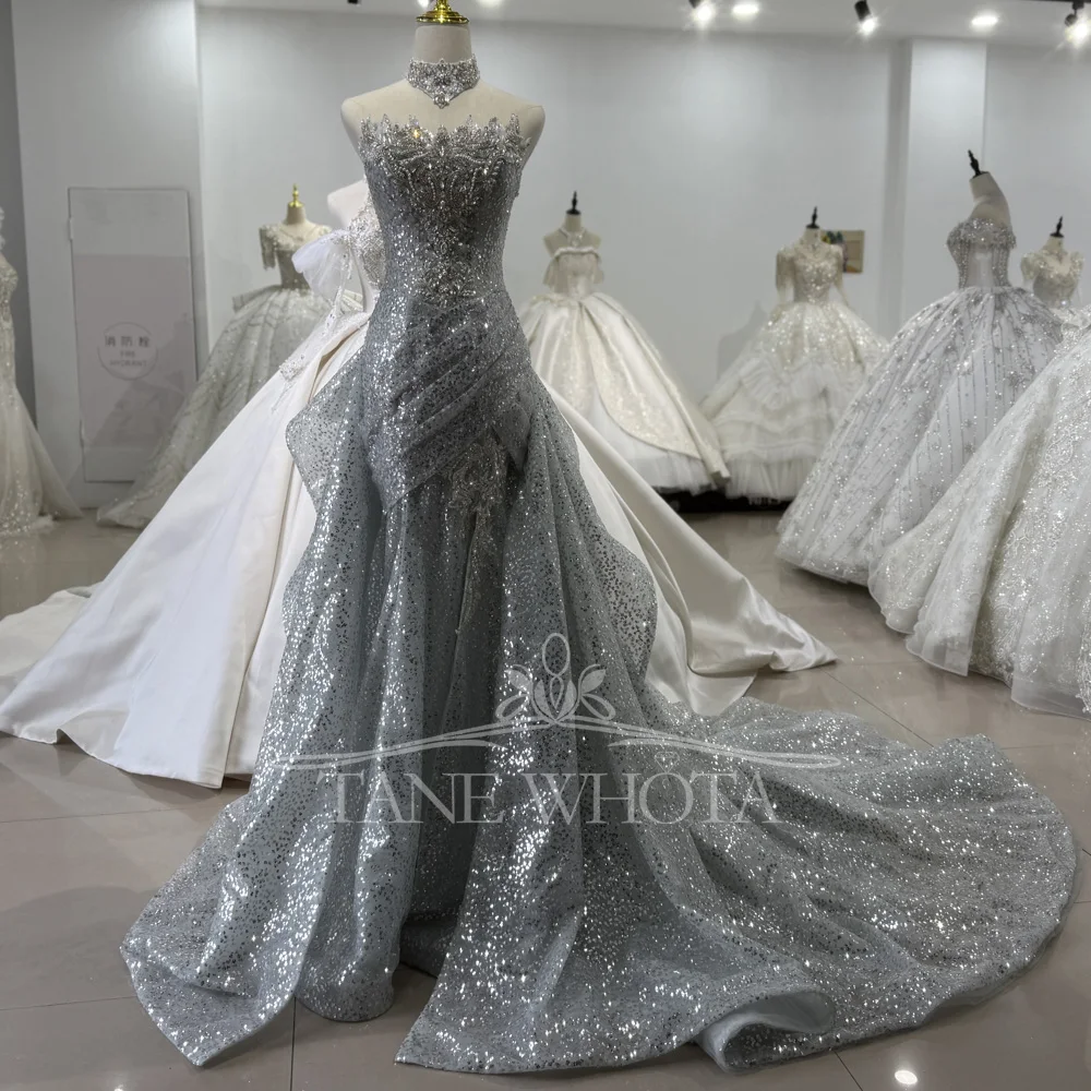 

Роскошное милое вечернее платье без рукавов 2025, серое платье для выпускного вечера со шнуровкой сзади и блестками, расшитое бисером, по индивидуальному заказу