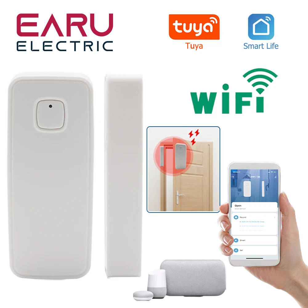 TUYA Smart WiFi Window Gate Door Sensor Open Close Detector App Notification Alert Security Alarm Smart Life Alexa Google Home