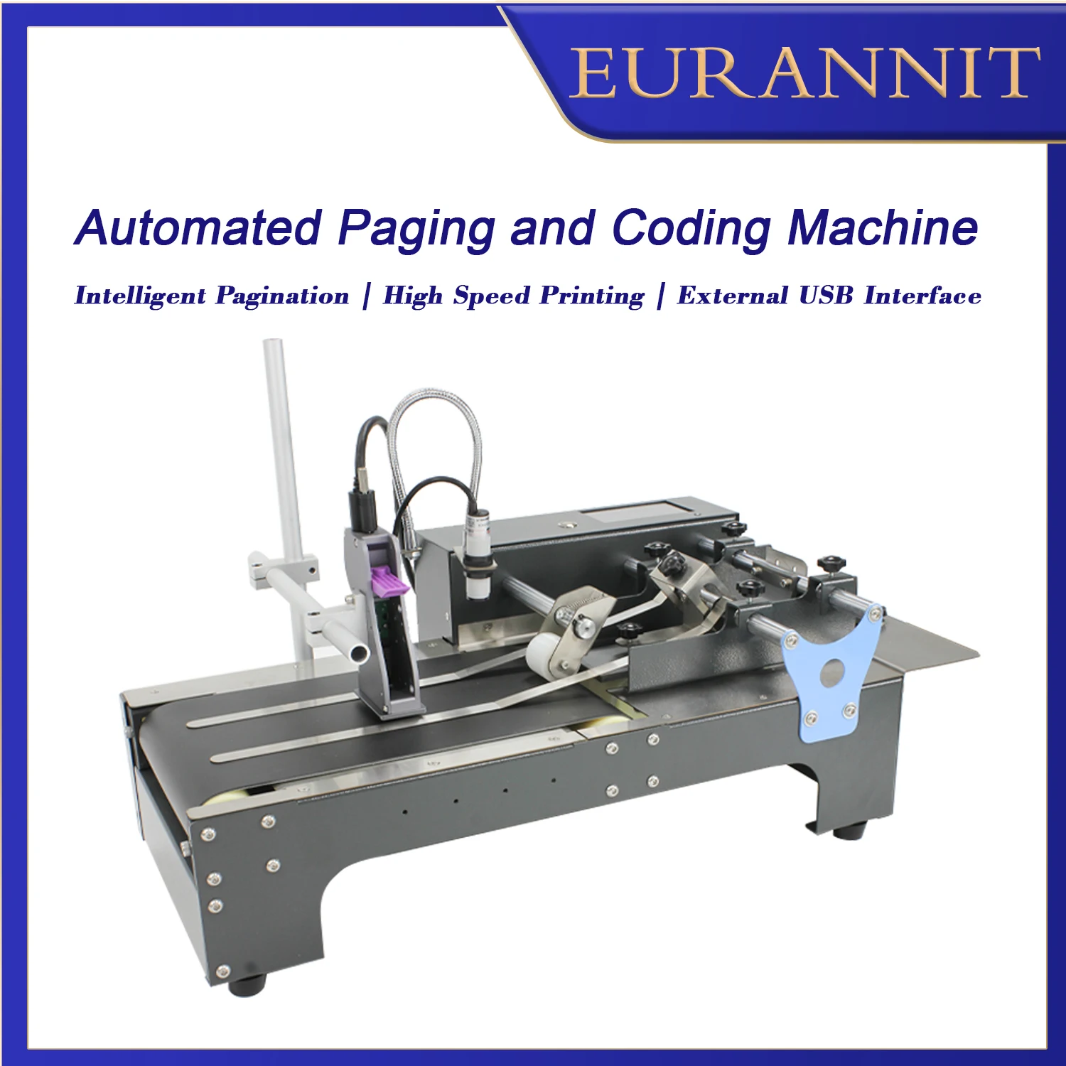 

EURANNIT PP127/PP254 12,7/25,4 мм Автоматическая машина для пейджинга карт, конвейерная лента с термоструйным принтером, штрих-кодом, датой истечения срока годности