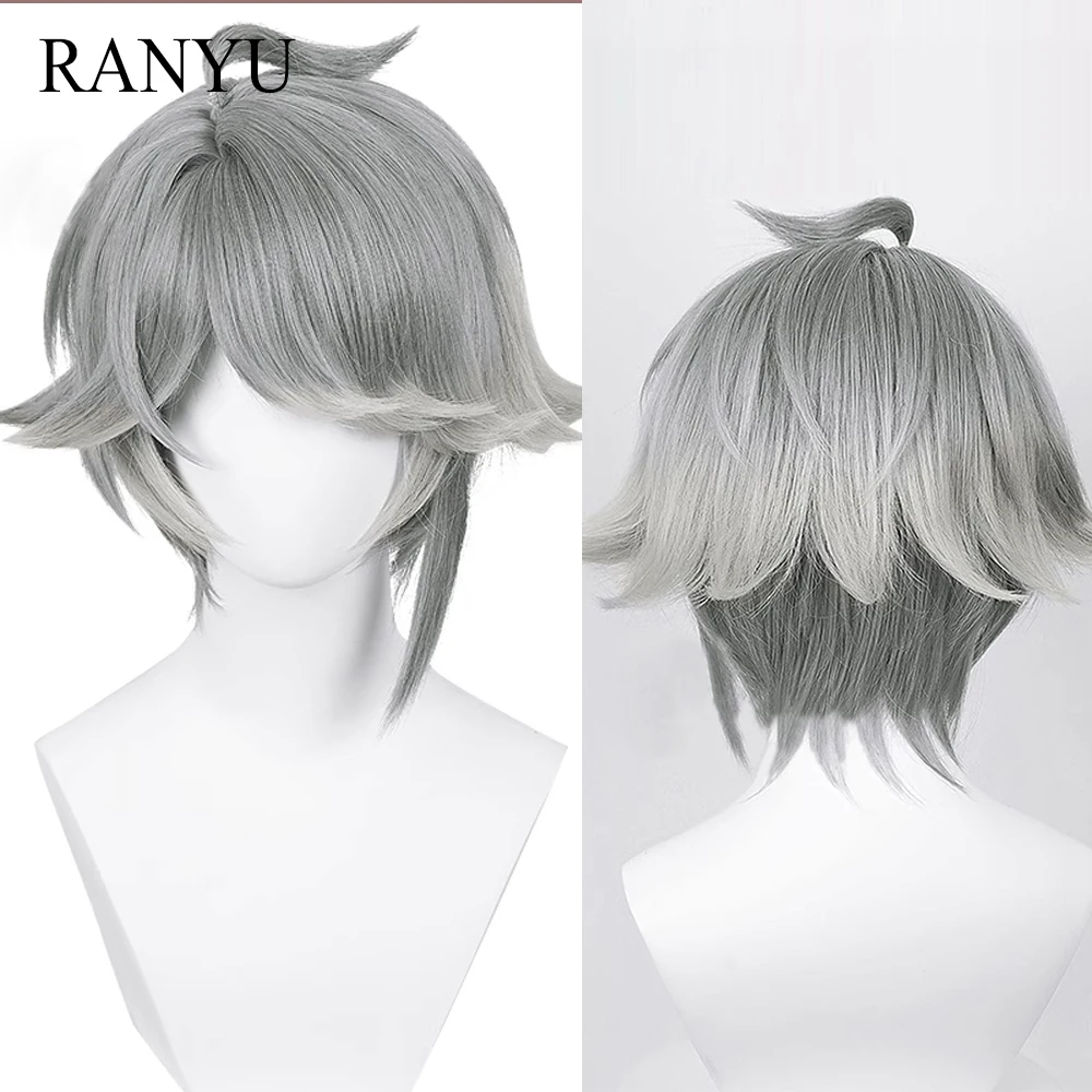 

RANYU Genshin Impact Alhaitham Wigs Synthetic Short Straight Gray Game Cosplay Hair Wig for Party