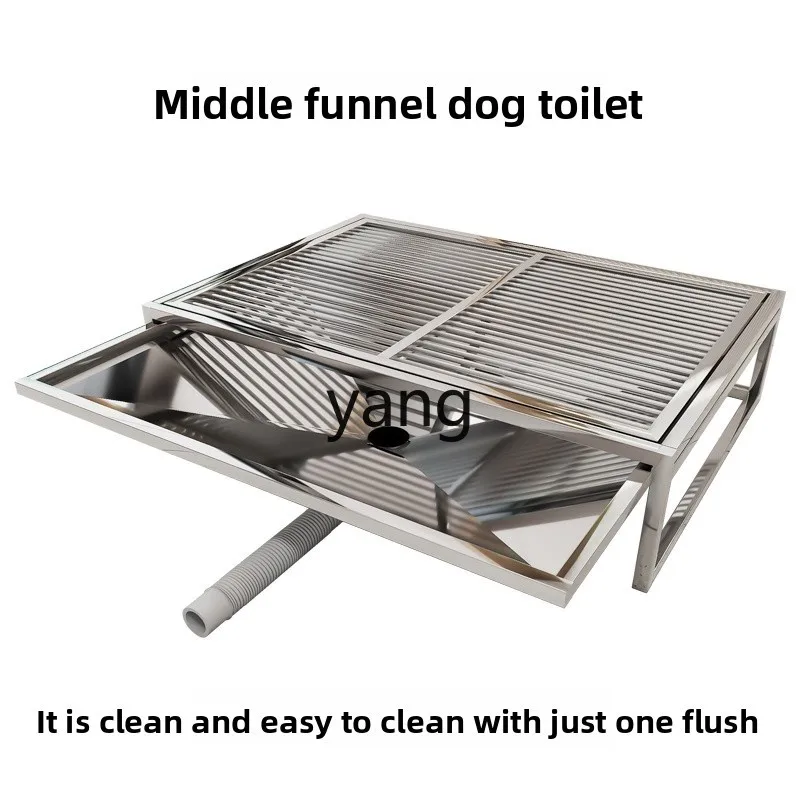 

TGF Large Dog Stainless Steel Dog Toilet Pet Funnel Tray with Sewer Flush