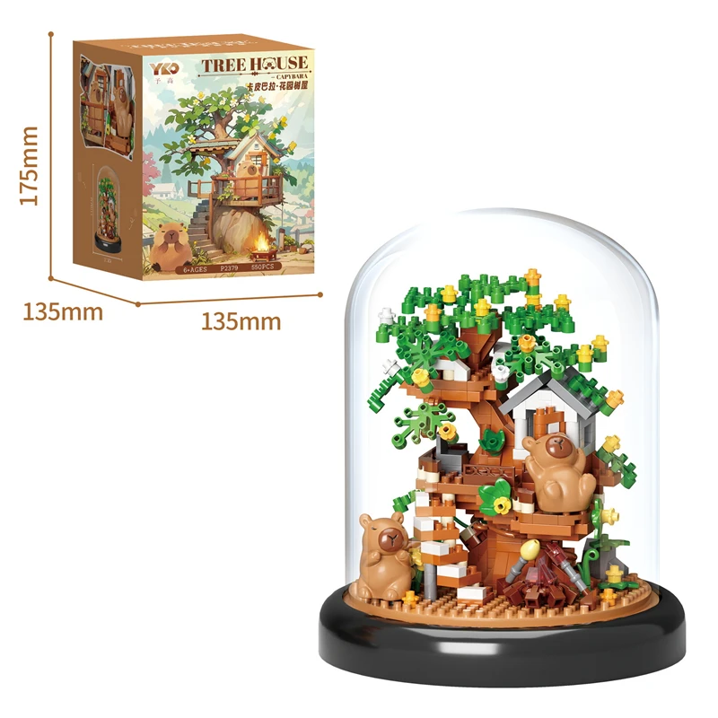 Spaß Capybara Garten Puzzle Montage Bausteine Simulation Sonnenblume Rose Lilie Unsterbliche Blume Ornament Bausteine – Detail 2