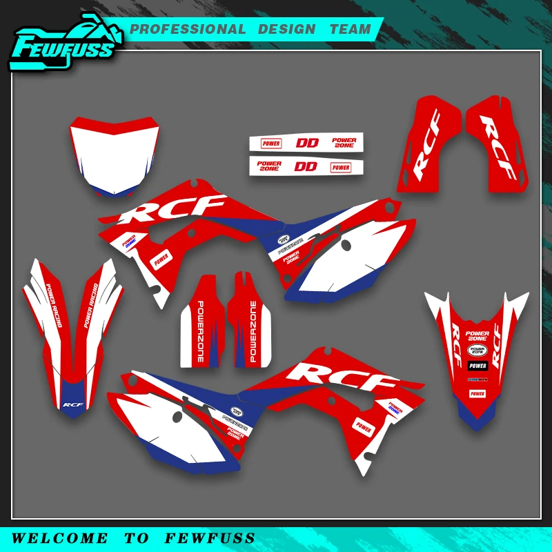 

Fewfuss For HONDA CRF250R 2018-2021 CRF450R 2017-2020 Graphics Decals Stickers Motorcycle Background Custom Number