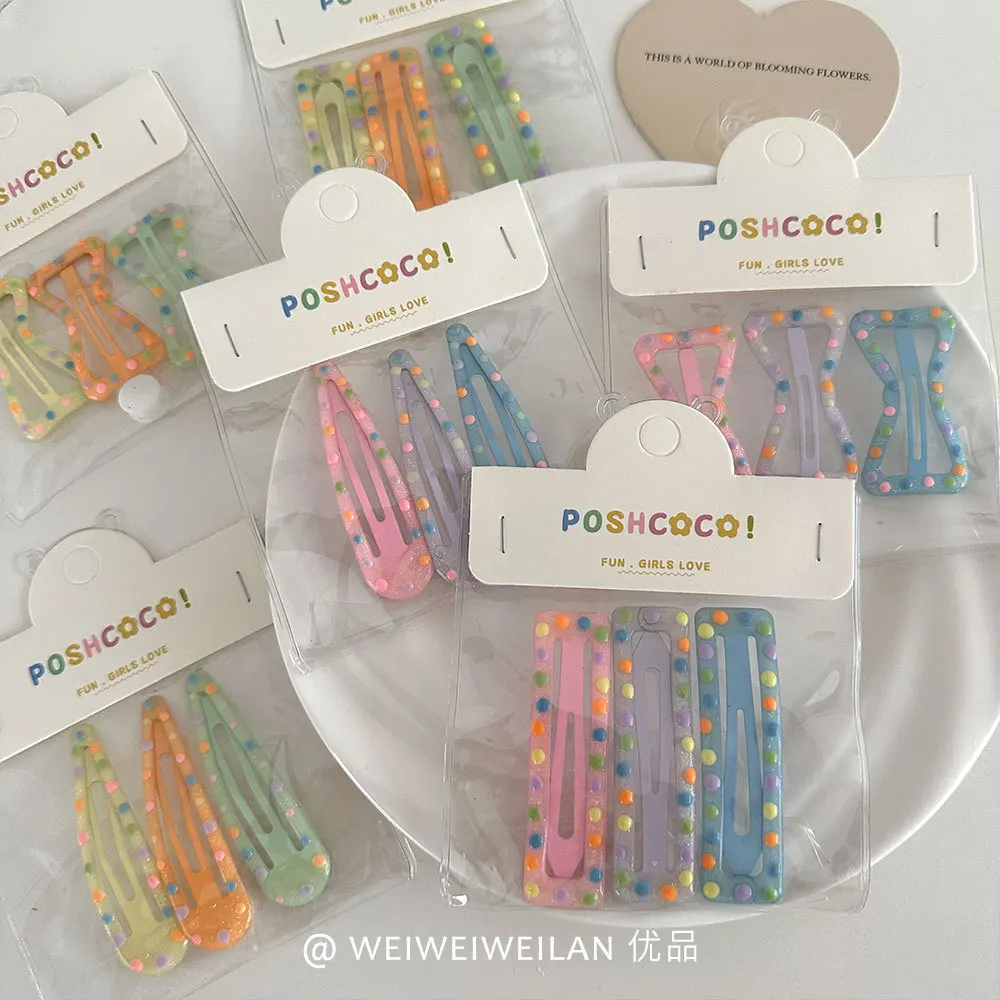 

Заколки для волос Kawaii, набор из 3 предметов, заколки в горошек в японском корейском стиле, нежные для детей, тонкие волосы