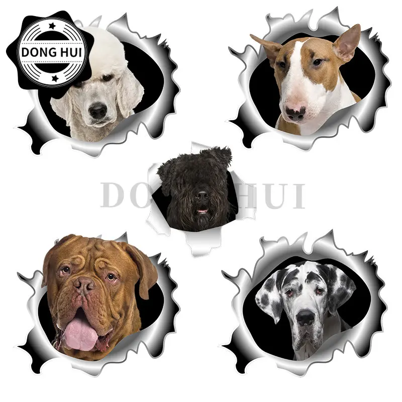 3D Dog Is Hole Stickers Siberian Husky Doberman Dalmatians Poodle Wall Stickers Waterproof  Decal PVC