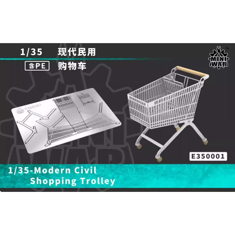 1/35 Modern civilian supply set D group resin soldier colorless Modern civilian shopping cart resin soldier white mold  E35001