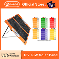 FF Flashfish Solar Panel 60W Solar Charger Foldable USB 18V DC Solar Cell for Charging Solar Generator Phone Outdoor Camping RV