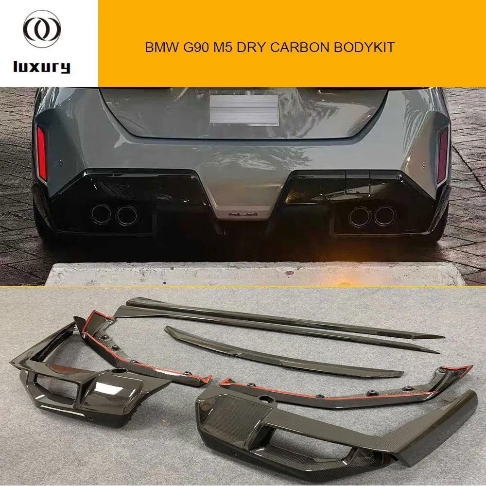 MP Style carbon fiber bodykit front lip side skirt rear diffuser wing spoiler for bmw G90 M5 2024+