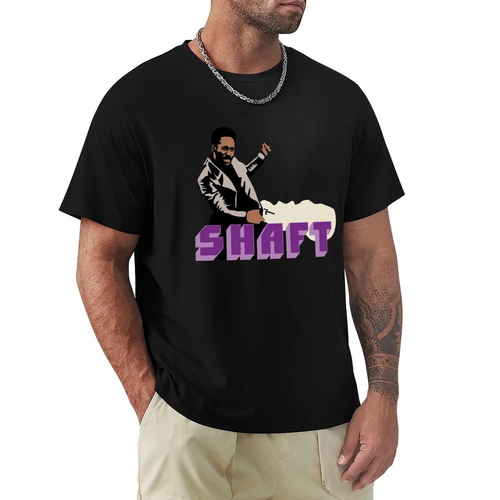 Shaft T-shirt summer clothes plain sweat fitted t shirts for men