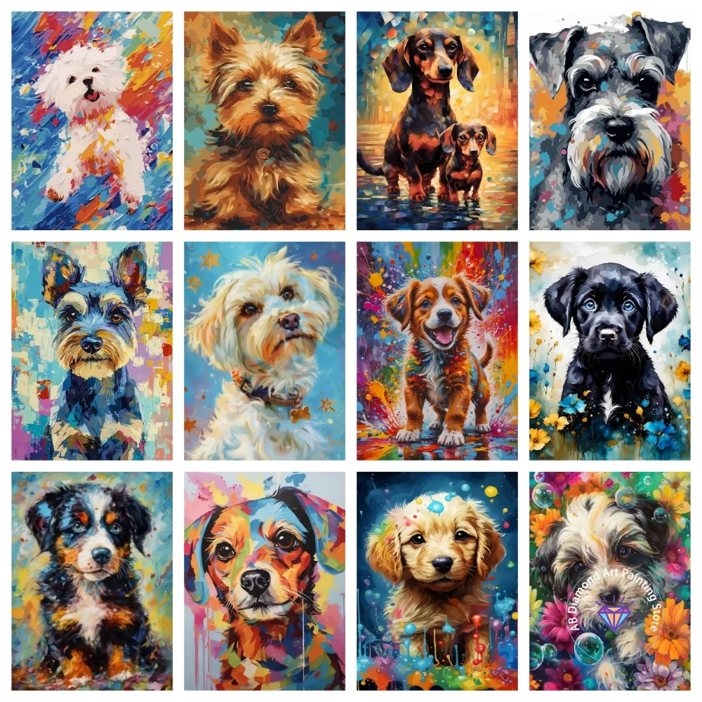 

Animal Dog AB Diamond Painting Kit Square Round Diamond 5D DIY Mosaic Cross Embroidery Handmade Art Exquisite Gift Home Decor