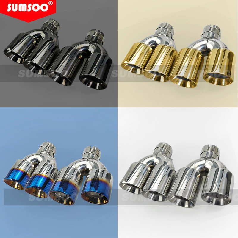 

Genuine SUMSOO 1 Piece Car Universal Exhaust Double Head Stainless Steel Tailpipe for Retrofit Muffler Nozzle burnt blue