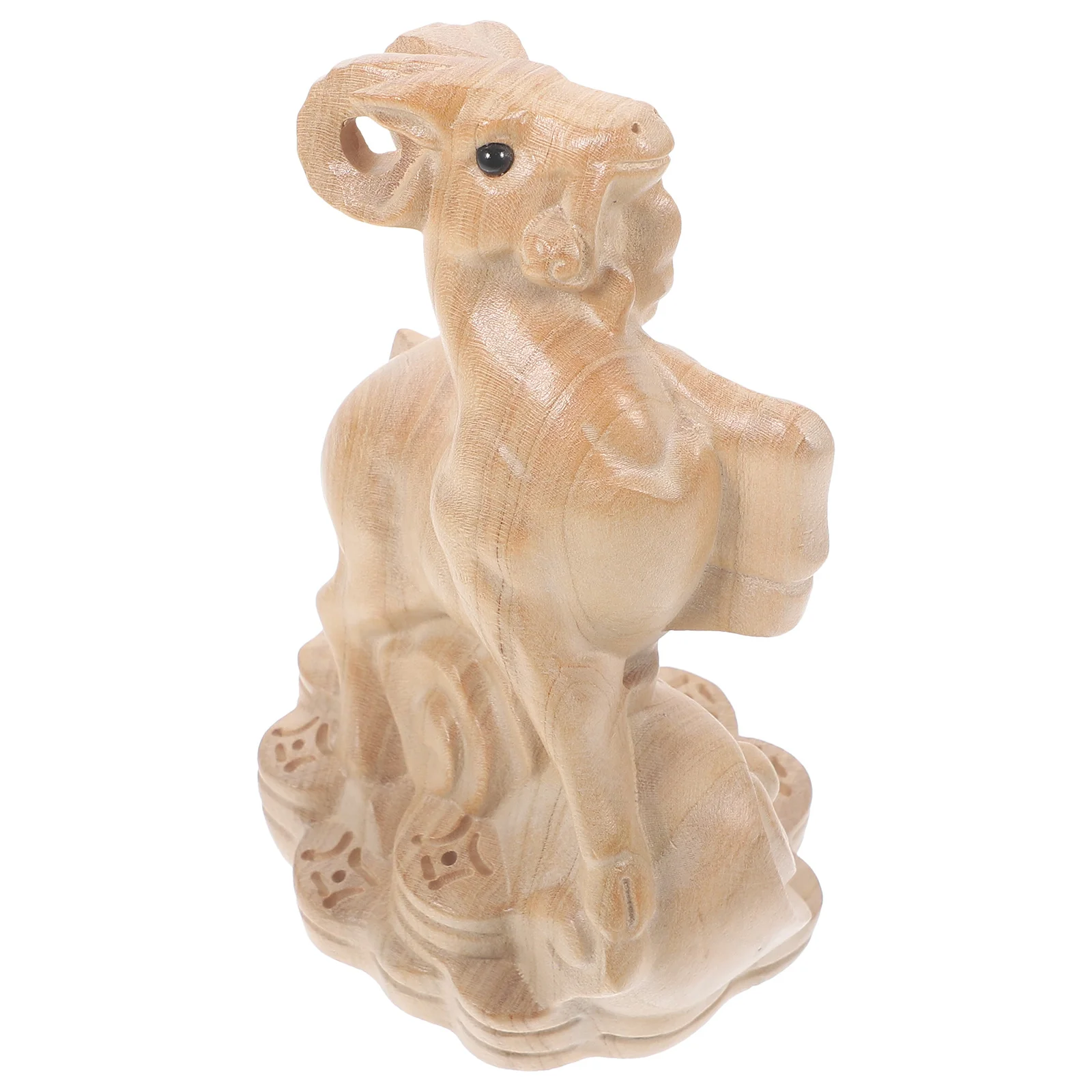 

Wooden Carving Zodiac Sheep Decorative Animal Statue for Home Office Desktop Wood Carved Sheep Sculpture Miniature Animal