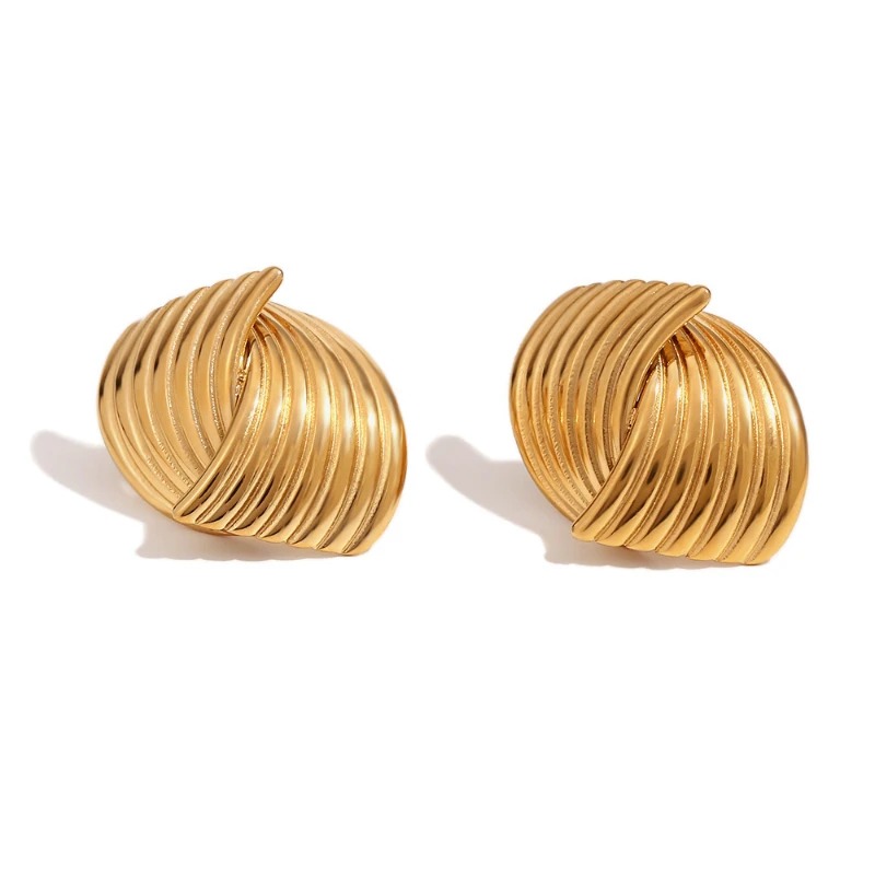 

PRISCA | Metal Geometric Earrings Women Stainless Steel Classic Charm Jewelry Gold Color Bulk Wholesale