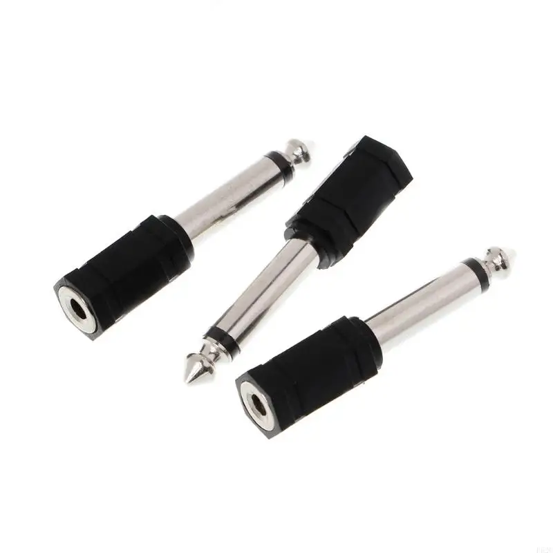F62C 3 PCS 6.35mm 1/4 "モノプラグから1/8" 3.5mmジャックの女性Oコンバーターアダプター