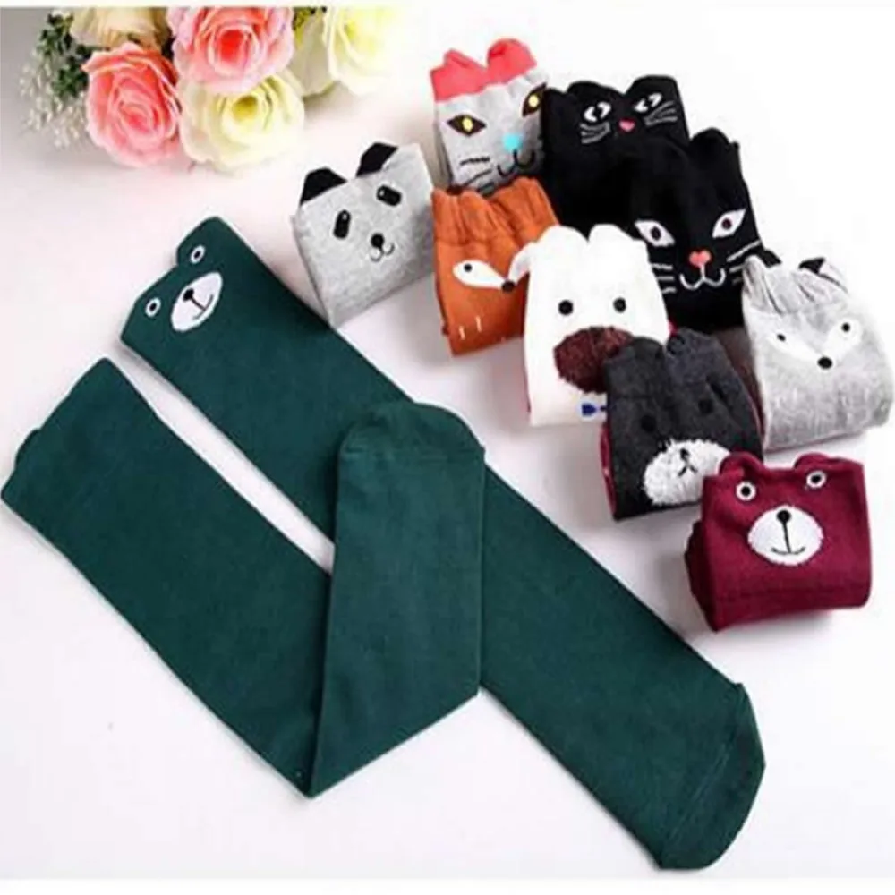 2018 period new children Girls knee-high stockings cartoon cotton bear panda knee high over leg warmers infant girl clothing