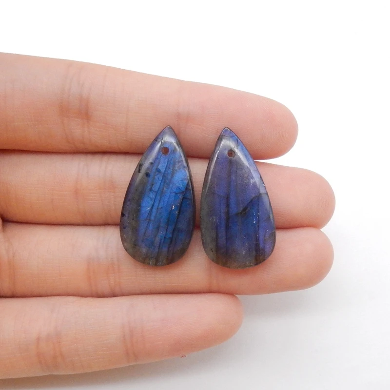 

Natural Labradorite Waterdrop Earring Beads Blue Flash Gemstone Jewelry Making Supplies 27x14x5mm 6.7g