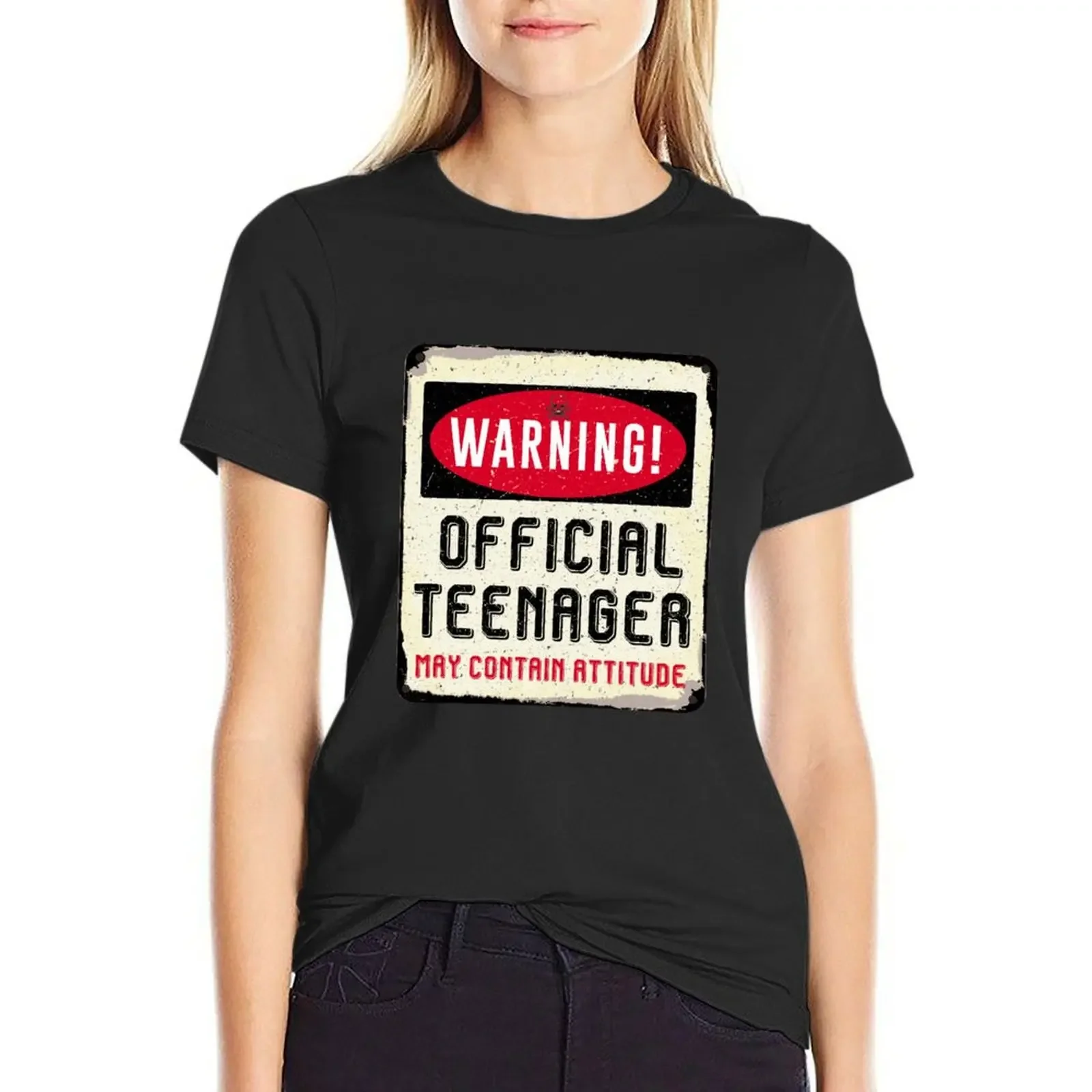 

warning official teenager may contain attitude T-Shirt anime Female clothing female cute tops tops for Women