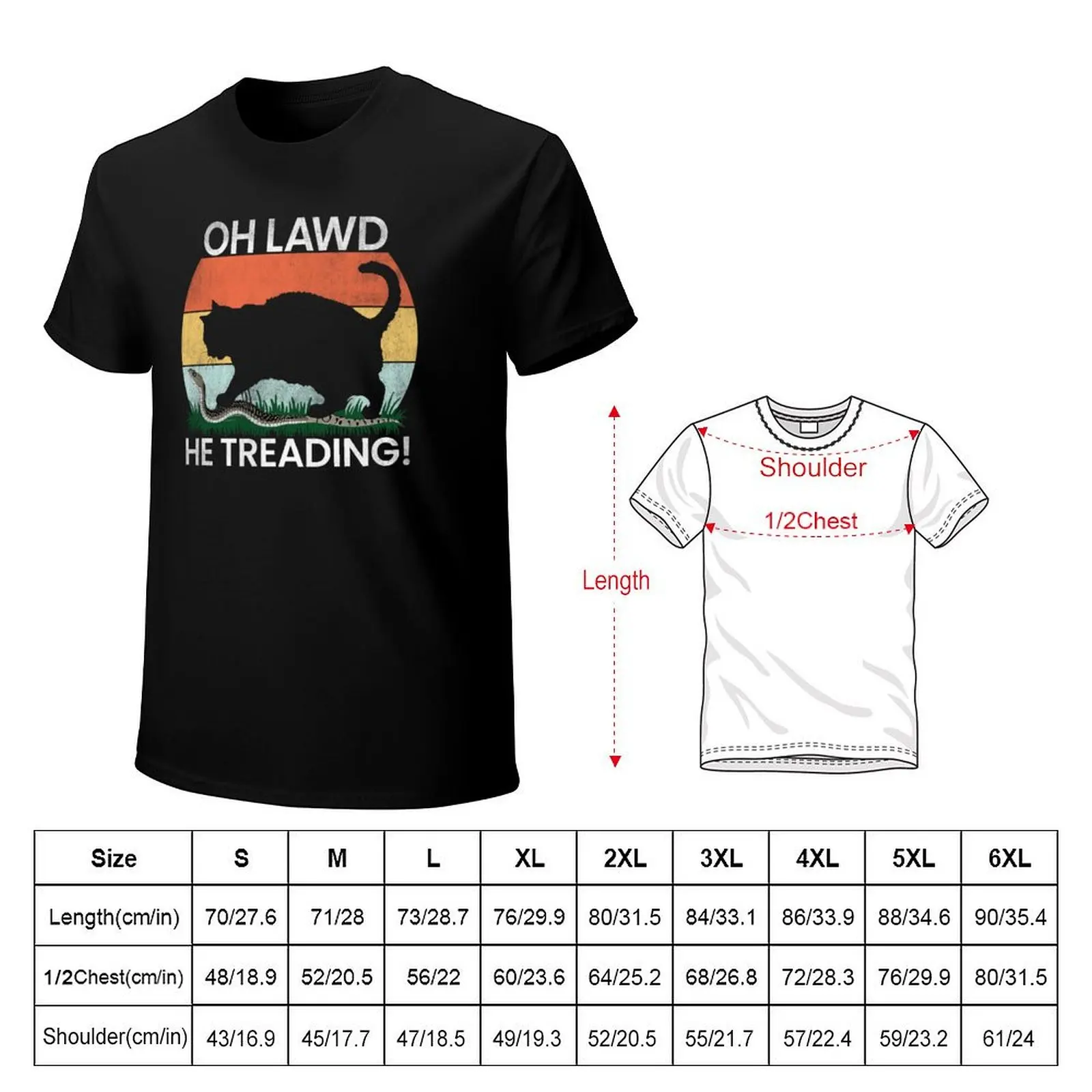 Black Cat Vintage With Snake Oh Lawd He Treading T-Shirt Big and Tall Loose Fit T-Shirt