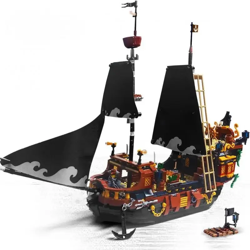 

Mini Black Pirates Ship Building Block Kid Toys Pearl Boat Adventure Pirates Boat Island Sailing Storm Vessel Model Bricks Gifts