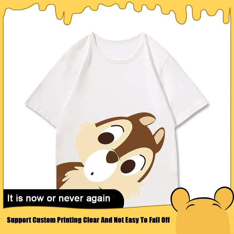 Chichititi Squirrel American Short Sleeve T-shirt Men's Loose Couple Dress Disney Co-branded Clothes Loose Cotton Tide