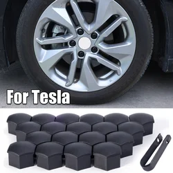 20pcs Car Wheel Nut Protective Caps for Tesla 3/Y/X/S Tyre Hub Screw Protection Glossy/Frosting Decoration Cap with Black Clip