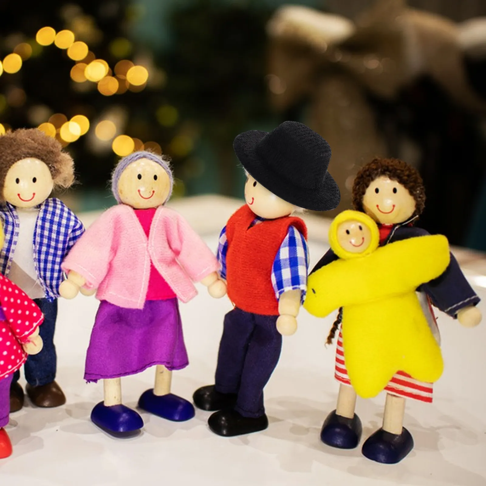 Mini Chapéus Formais Pretos para Artesanato DIY, Acessórios em Miniatura, Chapéus de Festa para Ursos Pequenos, Decoração Temática, Topper para Pirulitos