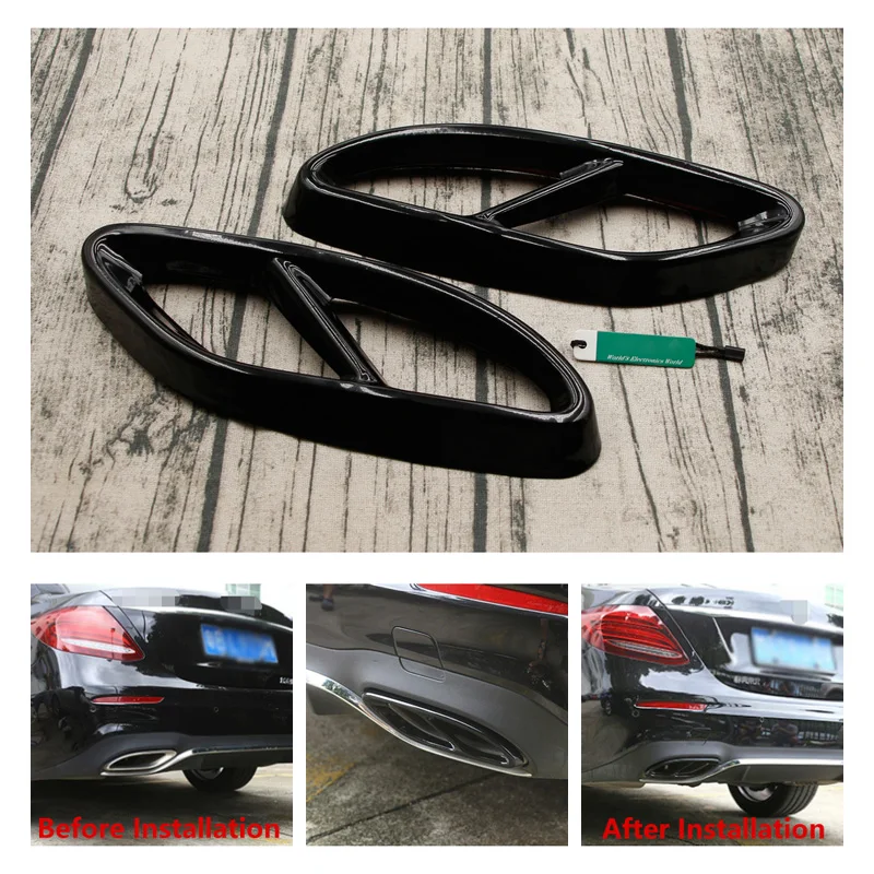 

2X Exhaust Pipe Tips Cover For Mercedes Benz ABCE Class CLA GLC GLE GLS