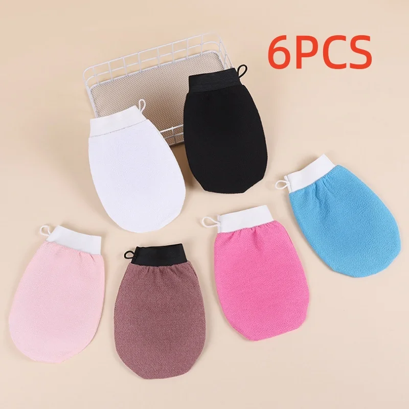 

6 шт. корейские отшелушивающие перчатки для душа, удаление омертвевшей кожи, глубоко отшелушивающие перчатки для скраба для тела, легко гладкая поверхность кожи