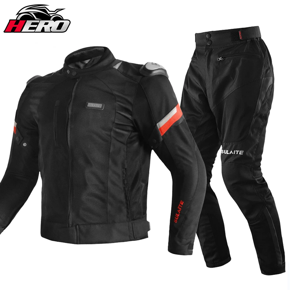 Men Motorcycle Jacket Summer Breathable Reflective Lightweight Mesh Cycling Moto Jacket Protector Motocross Suit CE Protective