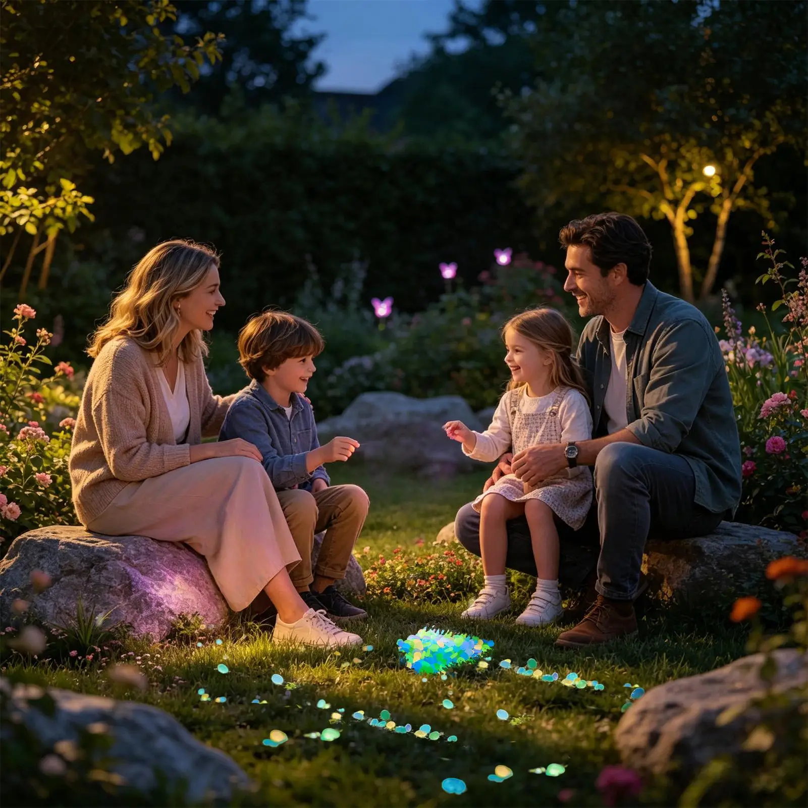 Pebbles 300-Piece Resin Colorful Artificial Outdoor Decor Garden Glow Rocks For Landscaping For Indoor Garden Lawn Yard Patio