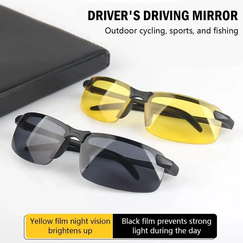 Óculos de sol anti-UV para carros masculinos, óculos para dirigir dia e noite, moda polarizada unisex, óculos externos